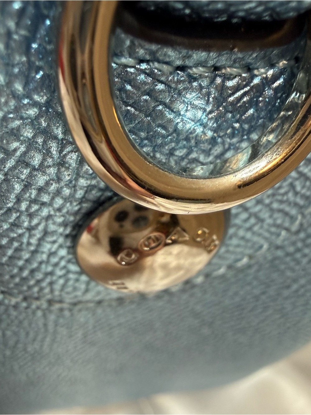 Coach Metallic Blue Mini Bennett Satchel Crossbody Bag Leather - Picture 14 of 15